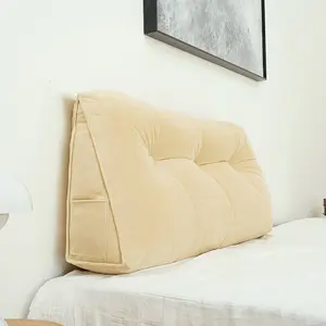 40x20x8 inch Twin Size Detachable Velvet Soft Triangular Wedge Pillow with Phone Pocket,Bedside Lumbar Pad Cushion for Bedroom Living Room Sofa ladybug  pillow  pets