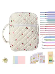 Women's cherry Bible Cover Bag, Available in multiple colors, Stylish Portable Organizer for Bibles & Books, Book Accessories, with Tabs Colored Gel Pen, Highlighters for Study Bible, Bible Case with Shoulder Strap. The Ideal & Heartwarming Gift