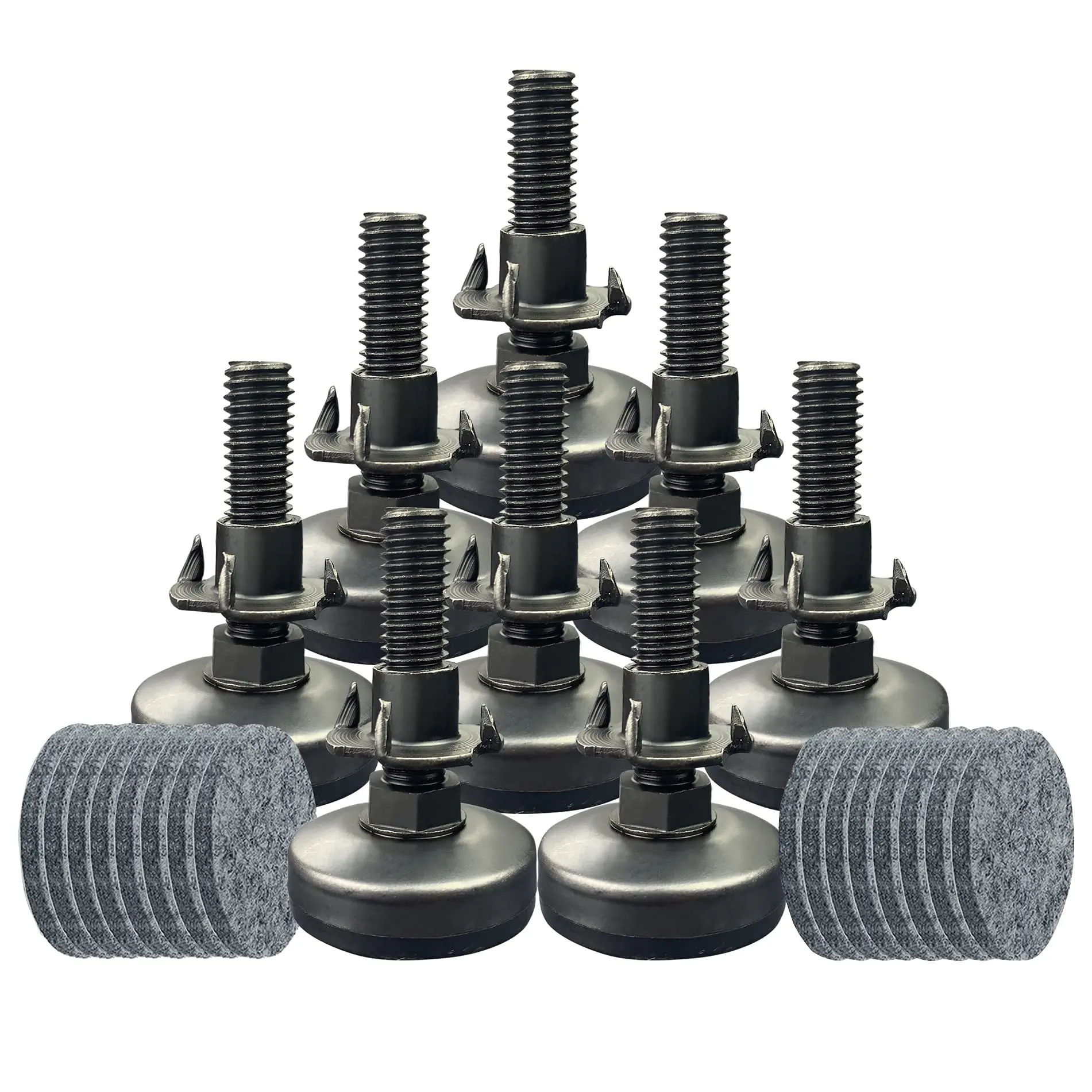 8-Piece Furniture Leveling Feet Set + 16 Anti-Slip Pads for Furniture Installation, 1.4"(l)*1.4"(w)*2.38"(h), 1320lb Heavy Duty Floor Protectors with Screws, 8 Pcs for Replacement, Refund or New Option for Cabinets, Tables