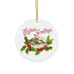 Vintage Christmas Ceramic Ornament - Glossy Finish, Vibrant Colors, Christmas Tree Decoration, Unique Gift, Family Keepsake, Festive Holiday Decor