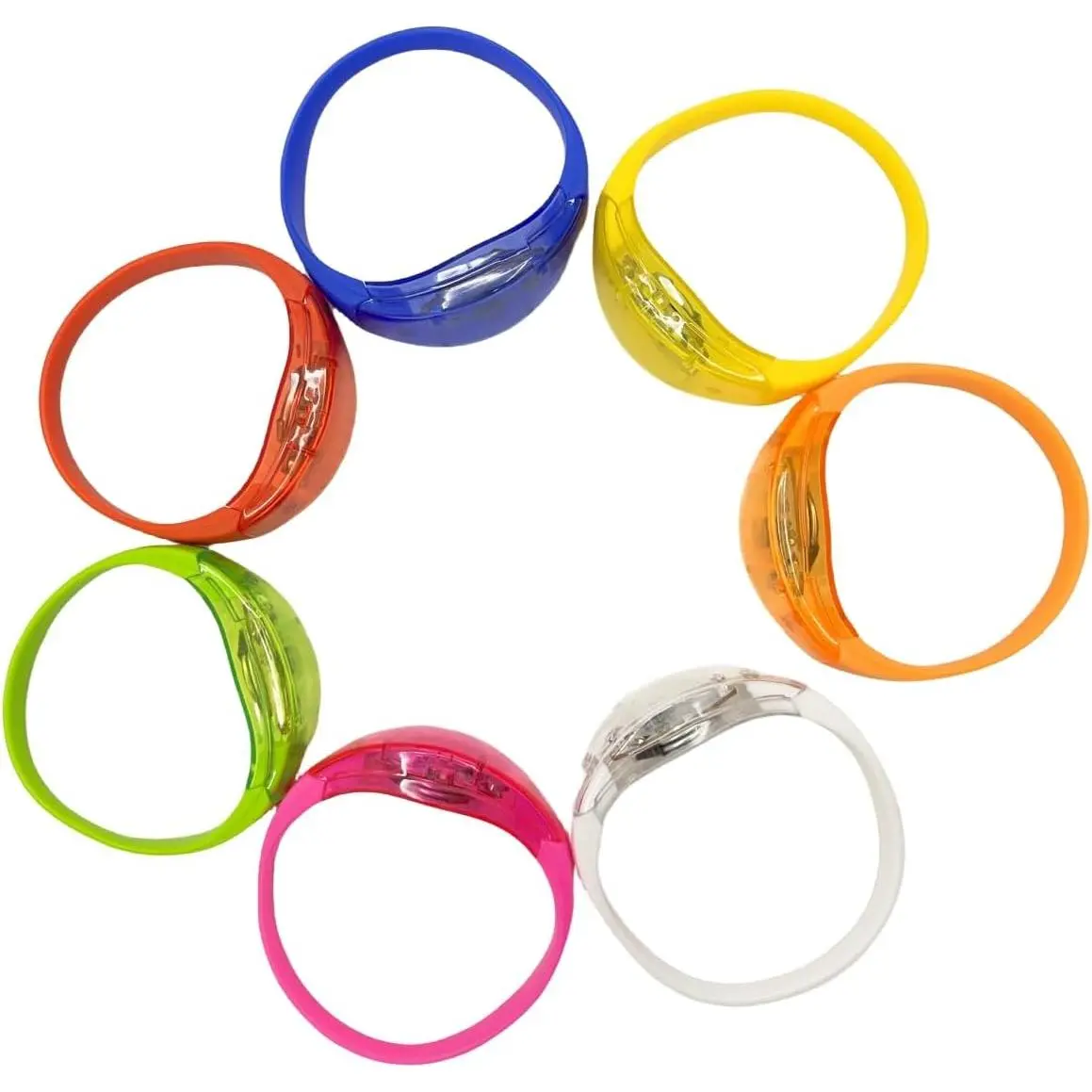 Glow in the Dark Bracelets - Music & Sound Activated Glow Bracelets for Kids & Adults with Flashing LED Strobe, Perfect Party Favors for Birthdays, Concerts, and Glow in the Dark Themed Parties 7Pcs