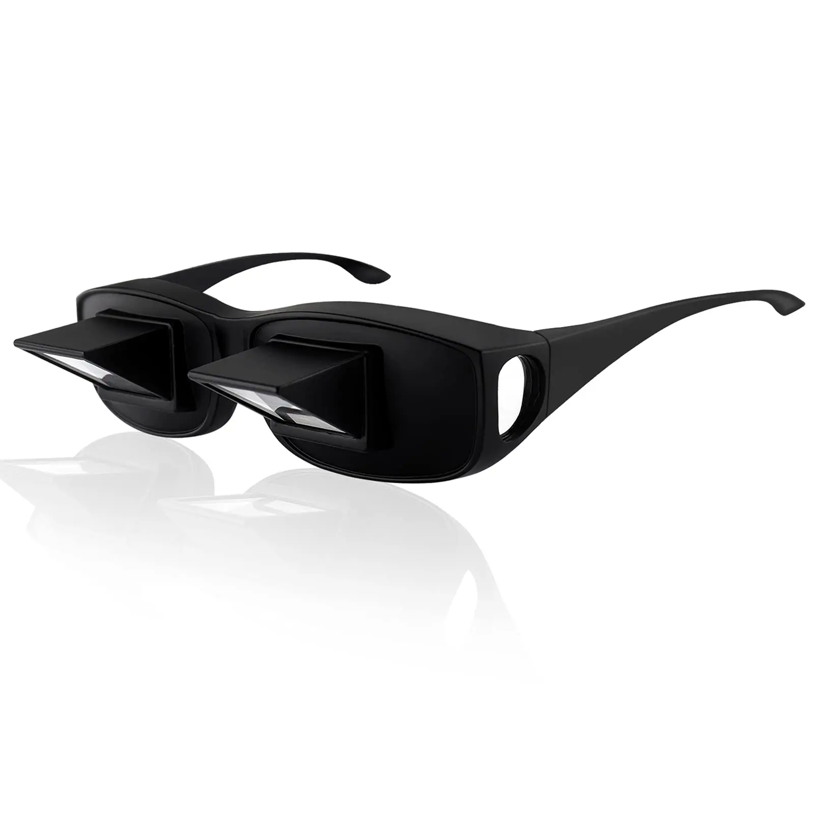 Horizontal Lazy Lay Flat Photochromic Reading Eyeglasses - Black Oversized Full Rim Polyamide Frames, HD Prisms, Single Item, for Bed Viewing, High Definition Glasses, Photochromic Eyeglasses
