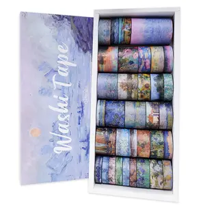 34 Rolls Oil Painting Washi Tape Set Mixed Widths Artistic Decorative Tape for Journals Scrapbooks Planners DIY Crafts Creative Aesthetic Stationery Colorful Functional Stickers