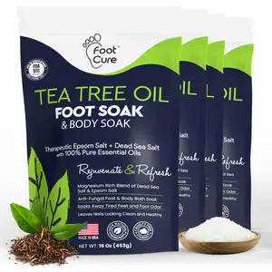Foot Cure Tea Tree Oil Foot Soak with Epsom Salt – Toenail Repair, Athlete’s Foot Relief, Callus Softener & Odor Control – Spa Pedicure Care – 16 oz