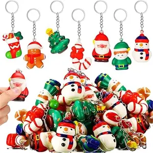 42PCS Christmas Squishy Keychains – Santa, Snowman, Gingerbread, Xmas Tree Stress Balls | Kids Holiday Party Favors, Stocking Stuffers, Classroom Prizes, Cute Mini Squeeze Toys for Stress Relief & Christmas Gift Bags, Decompression Keychains, gift for her