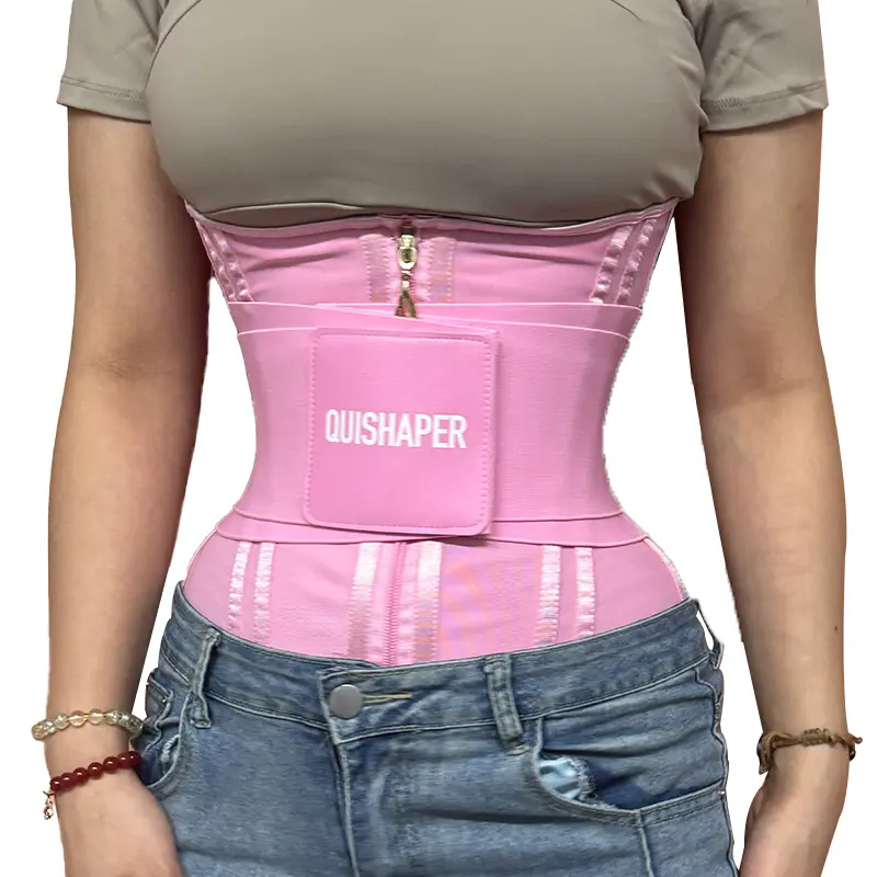 QUISHAPER Waist Trainer Corset for Women, Adjustable Triple Wrap Tummy Control Shapewear, Breathable Nylon Compression Belt