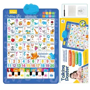 27-Letter Touch-and-Read Wall Chart Bilingual English-Spanish Language Learning Poster Electronic Audio Educational Device for Boys Girls Aged 3+ Ideal Preschool Alphabet Tool