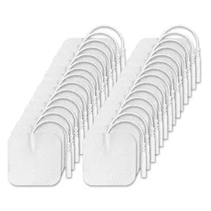 2"x2" Tens Electrode Pads Replacement for Tens Unit Electric EMS Muscle Stimulator Massager Accessories Reusable Non-woven Conductive Gel Patches Self-adhesive 2mm Connector Massage Slimming Electrostimulator Therapy Stickers Attachment