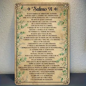 Aluminum Vintage Scripture Wall Art with Inspirational Psalm 91 Christian Decor Religious Home Decor Spanish Bible Verse Home and Office Sign Religious Decorations