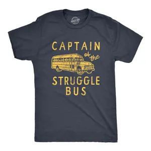 180gMens Captain of The Strle Bus T Shirt Fun Sarcastic School Bus Graphic Novelty Tee for Guys Mens Fun T Shirts Cool Vintage Fashion T-Shirt Gift Classic Menswear Fun Sarcastic Short Sleeve Novelty Tees Navy -