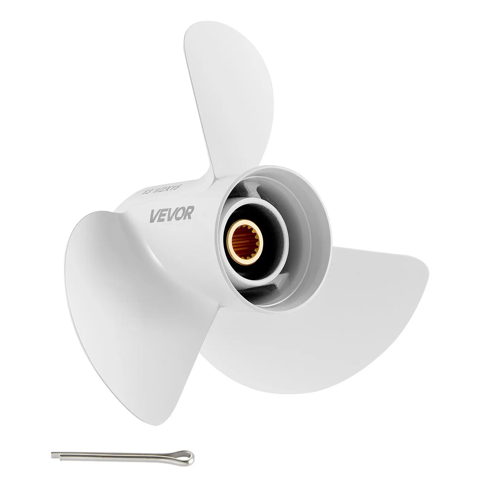 【Father's Day Gift】VEVOR Outboard Boat Propeller, 13-1/2x15 Upgrade OEM 15 Spline Tooth Aluminum Propeller for Yamaha 60-130 HP Engines, 4-1/4" Gearcase, 3-Blade RH Rotation, OEM 6E5-45947-00-EL, Ideal for Fishing & Cruising, Includes Nut & Washer, Right,