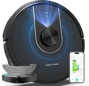 Pureatic 4 in 1 Robot Vacuum and Mop Combo,6000Pa Powerful Suction and Map,LiDAR Navigation,No-Go Zones,Easy Custom Smart Vacuum Robot for Hard Floor,Carpet,Pet Hair, WiFi/Alexa