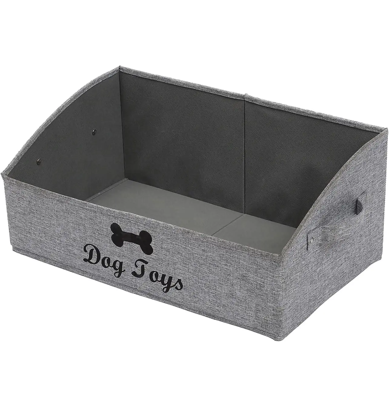 Large Dog Toys Storage Bins - Foldable Fabric Trapezoid Organizer Boxes with Handle, Collapsible Basket Dog Toys, Dog Apparel & Accessories-Dog-Gray