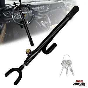 Black Heavy Duty Steering Wheel Lock, Adjustable Length Anti-Theft Car Device with 3 Keys, Universal Fit for Cars Trucks Vans SUVs, Vehicle Safety Anti Theft Protection Accessories