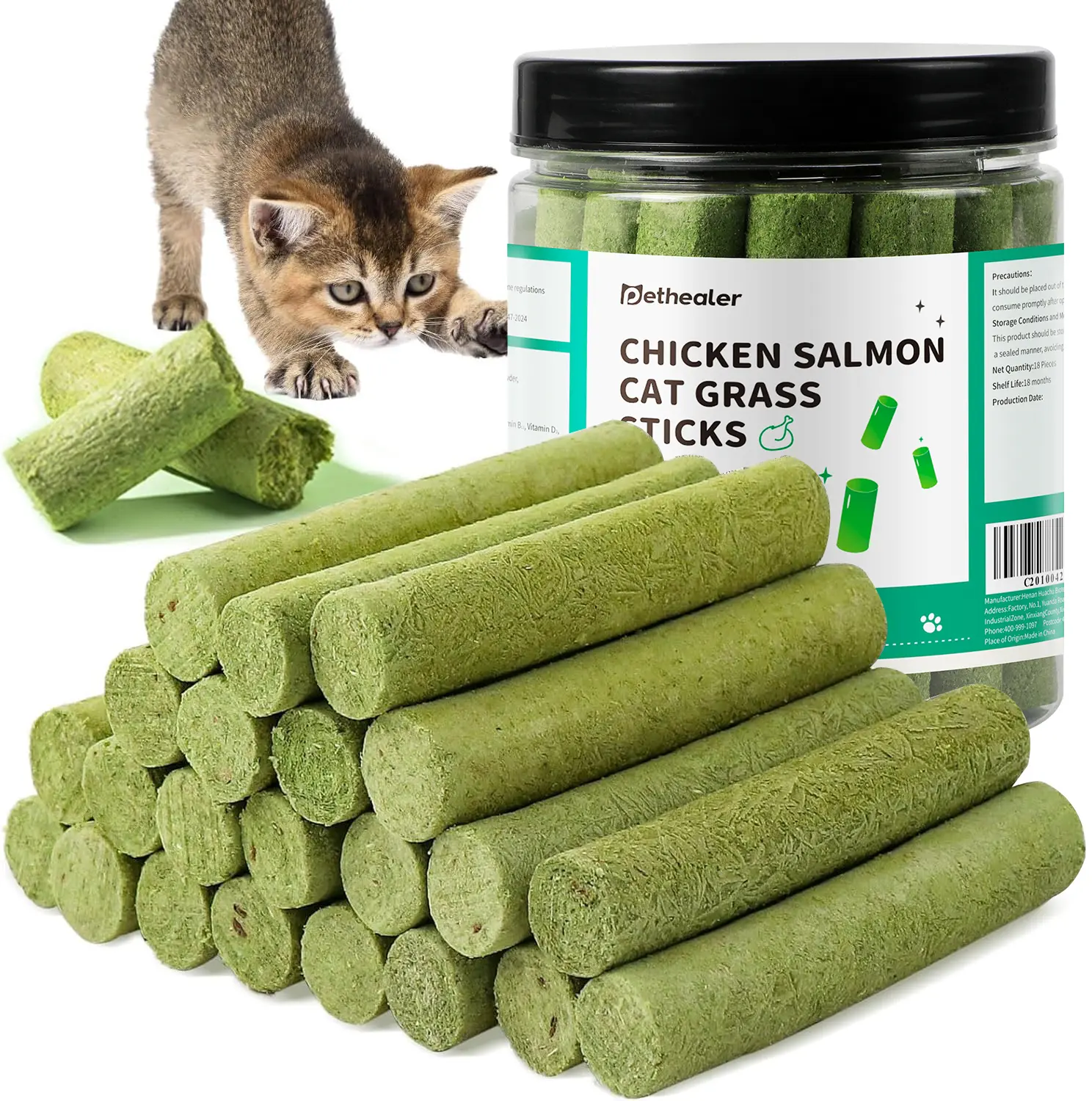 Cat Grass Teething Stick, Freezed Drying Cat Grass SticksDelicious Cat Treat Snack Edible Cat Chew Toy For Teeth Cleaning And Hairball Removal In Cats cat grass treat hairball control snack stick hair ball oral health