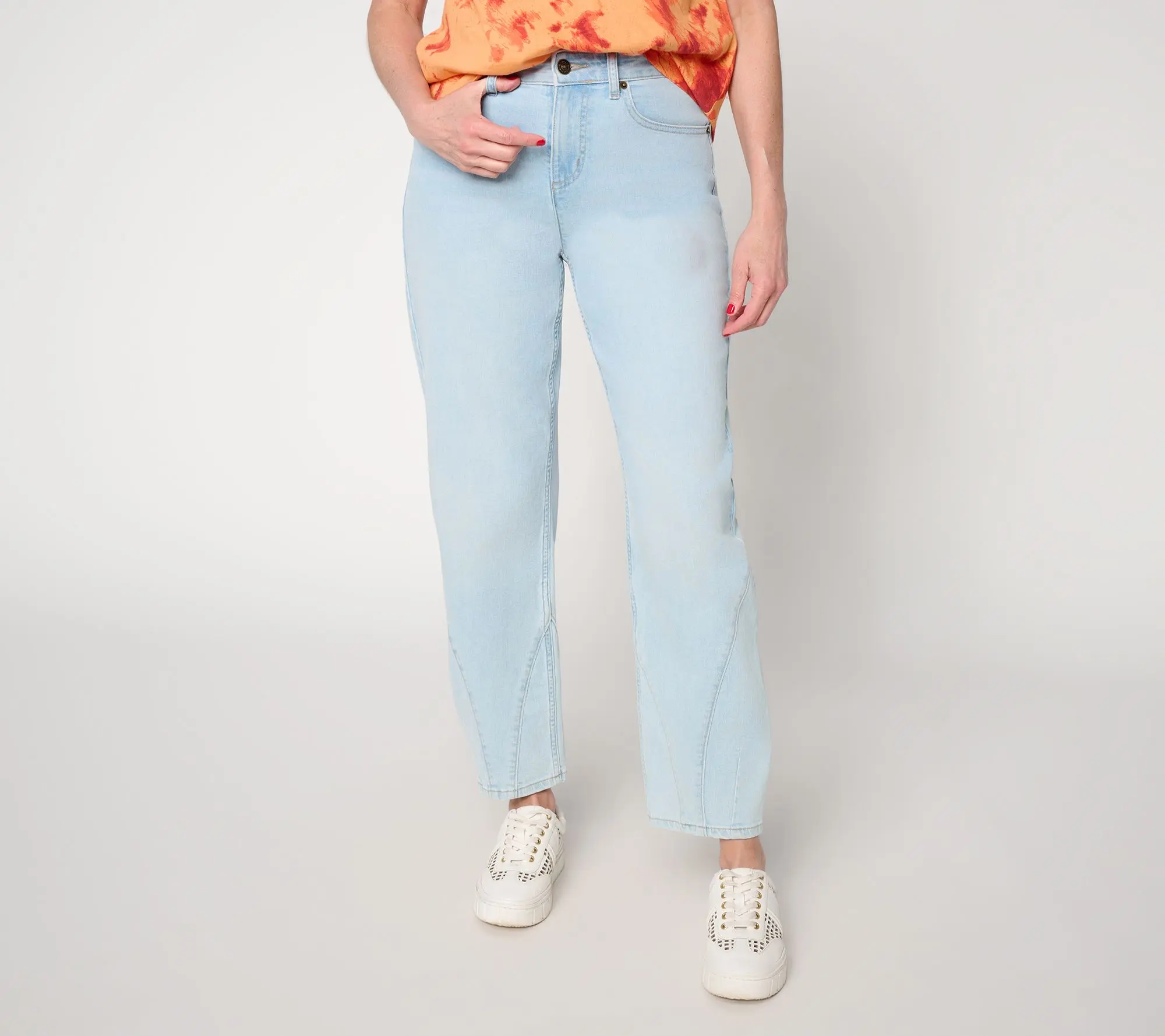 LOGO by Lori Goldstein Regular Indigo Seamed Ankle Jeans