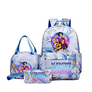 2026 New Kpop Witch Hunter Group Cute Lightweight Large Capacity Backpack Three-piece Set Printed School Bag