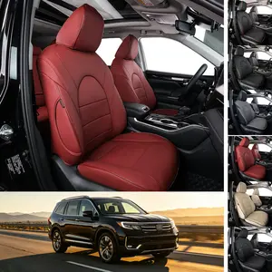EKR Custom Fit Honda Pilot Car Seat Covers (Fits 2016-2025 LX/EX/EX-L/Sport/TrailSport/Touring/Elite/Black Edition) 7/8-Seats Premium Faux Leather Waterproof Stain-Resistant Easy Install All-Season Car Seat Protection Interior Upgrade 2-Year Warranty