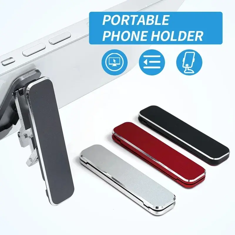 Mini Backstick Folding Mobile Phone Holder Universal Lazy Stick Portable Invisible Mobile Phone Holder Alloy Aluminum Cellphone Smartphone Stand Foldable