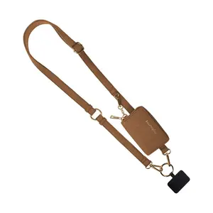 Clip & Go Strap with Pouch Brushed Vegan Leather Collection: Brown - Brown Pouch