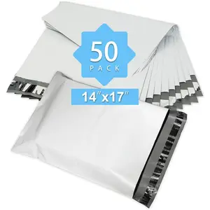 Reliable Mailer 14x17 Inch 50Pcs White Poly Mailers Bulk Envelopes Shipping Bags Self Seal Adhesive Waterproof and Tear-Proof Postal Expandable Polyethylene for Business Shipping Packaging
