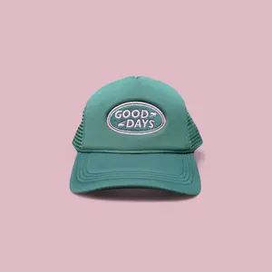 GOOD DAYS TRUCKER HAT - GREEN/SALMON