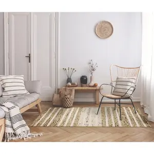 Lush Decor MOJAVE Indoor Hand Woven Wool Durable Area Rug - Transitional Stripe Global Multicolor  (Horizon Stripe)