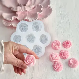 DIY wax product mold, 7-link flower and floral silicone mold, suitable for making small floral scented candles, drip resin, gypsum cement, can be used for home desktop decoration, holiday gifts, handicraft gifts, Handmade Crafts