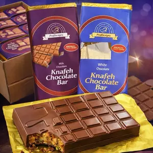 ProfDesignz Dubai Chocolate Bar - Milk & White Knafeh Chocolate Bar - Premium Quality - Perfect for Snacking Dessert