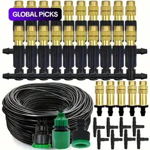 [Misting Cooling System] 1 Pack, 15M-30M Outdoor Misting Cooling System Garden Irrigation Watering 1/4'' Brass Atomizer Nozzles 4/7mm Hose Garden Hose Connectors For Outdoor Garden Patio Greenhouse #GLOBAL PICKS