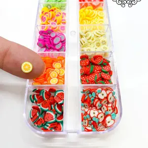 12 Pack MINI FRUIT SLICES polymer clay Shape Glitter (Collection #1)