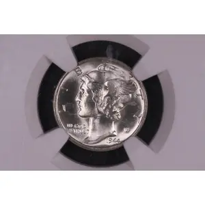 1944-D 10C Mercury Silver Dime, PCGS Graded MS-66, Full Bands. Green CAC Sticker, Store#06198