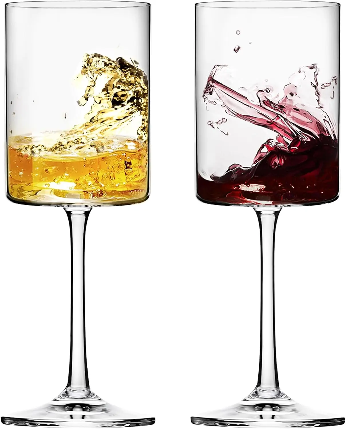 14oz Wine Glasses Set of 2, Square Wine Glasses for Red Wine, Crystal Modern Stemmed Glassware 14oz Wine Glasses Set of 2, Square Wine Glasses for Red Wine, Crystal Modern Stemmed Glassware