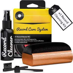 Vinyl Record Cleaning Kit - 4-in-1 Record Cleaner Solution - Includes Ultra-Soft  Record Brush, Cleaning Liquid, Stylus Brush and Storage Pouch Camera Handy