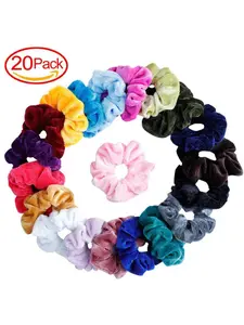 20 Pcs Fashionable Ladies' Gold Velvet Large Intestine Circle Gel Elastic Hair Band Ponytail Hair Band Velvet Large Intestine Circle Flannel Headdress Hair Band Hair Accessories