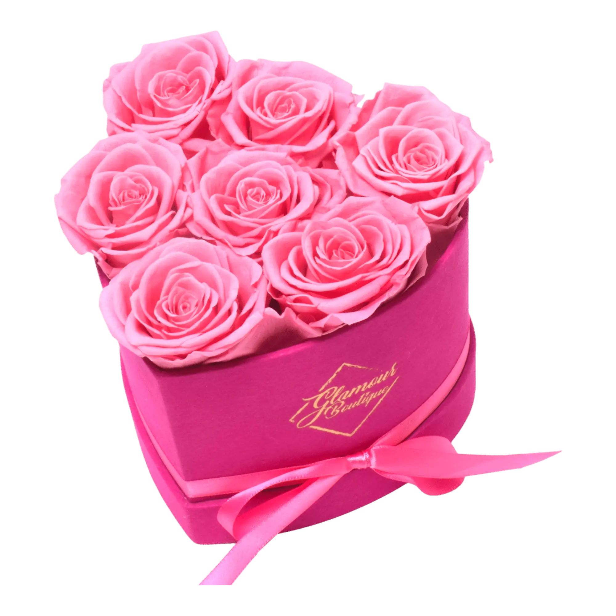 BarBe Heart Box | 7 Pink Roses - Elegant Floral Box with Pink Roses for Home Decor and Gifts