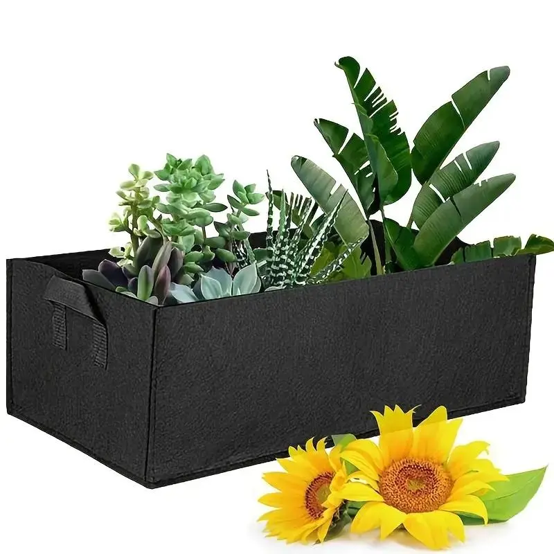 Rectangle Planting Container, Breathable Plant Growing Box with Drainage Hole, Garden Pot & Planter for Indoor Outdoor Garden Decoration, Planter Pots, Rectangular Garden Planter, Outdoor Planters