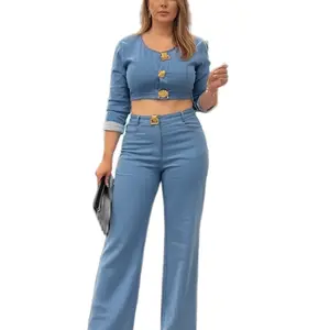 Denim traje de dos piezas