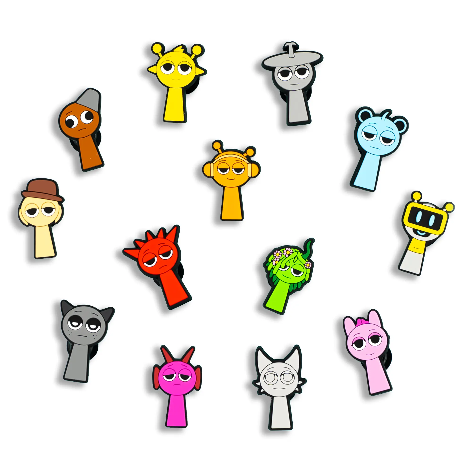 Sprunki Shoes Charms Action Figures 13PCS PVC Clog Pins Accessories Party Favors Birthday Gifts Holidays Decoration for Boys Women Girls