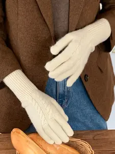 Unisex 100% Merino Wool Touchscreen Knit Fingerless Gloves, Fall & Winter Thick Windproof Outdoor Sports Gloves for Outdoor Cycling and Riding