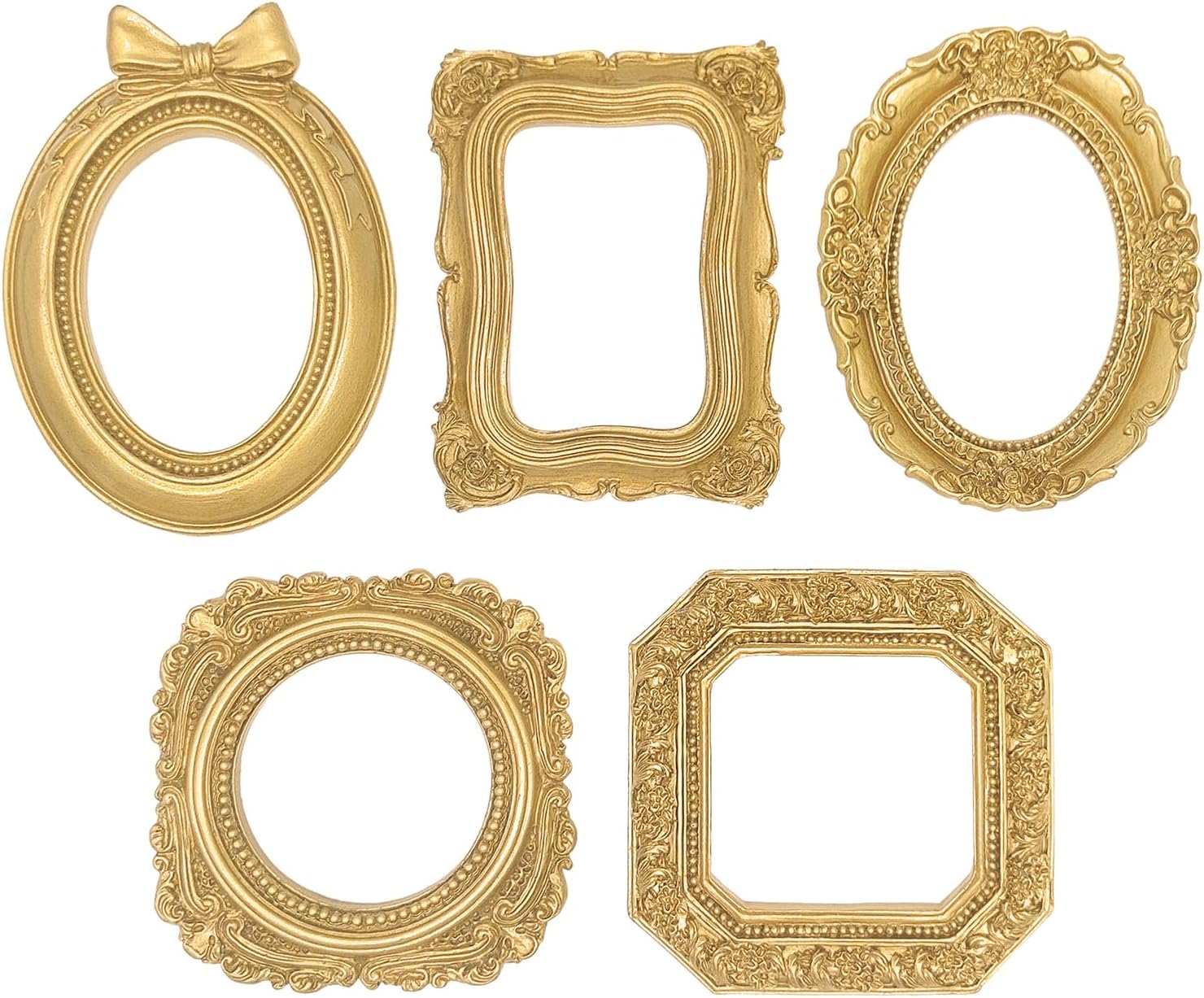 5PCS Mini gold frames Mini frame Small Picture Frames Magnetic Picture Frames for Refrigerator Vintage Picture frames Antique Vintage gold frame Jewelry Display Photo Frame Decor