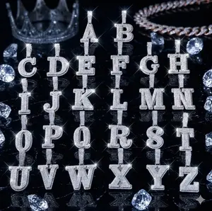 5159  Iced Out Letter Pendant, Custom Name Bling Bling Hip Hop Style, Personalized Initial Charm for Streetwear & Rappers summerwins