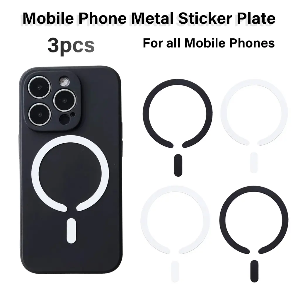 3pcs Ultra-Thin Magnetic Metal Stickers for iPhone, Smartphone, Cellphone, Mobile Phone Accessory, Magsafe Compatible, Durable Protective Iron Sheets, Non-Deforming Phone Accessories