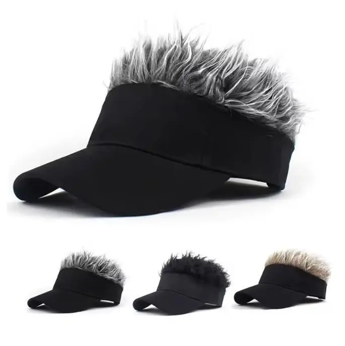 Men's Synthetic Fiber Wig Golf Baseball Cap - Adjustable Sun Protection Hat, Short Spiked Fake Hair Visor, Hip-Hop Sports & Outdoor Headwear for Fancy Performances, Sun Protection Hats, Hip-Hop Sports & Outdoor Hats