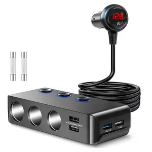 Cigarette Lighter Adapter Quick Charge 3.0 120W 12V/24V 3-Socket Power Splitter 4 USB Ports Car Power Adapter Car Splitter for GPS, Dash Cam, Sat Nav, Phone, Tablet multifunctional car Automotive Vehicle