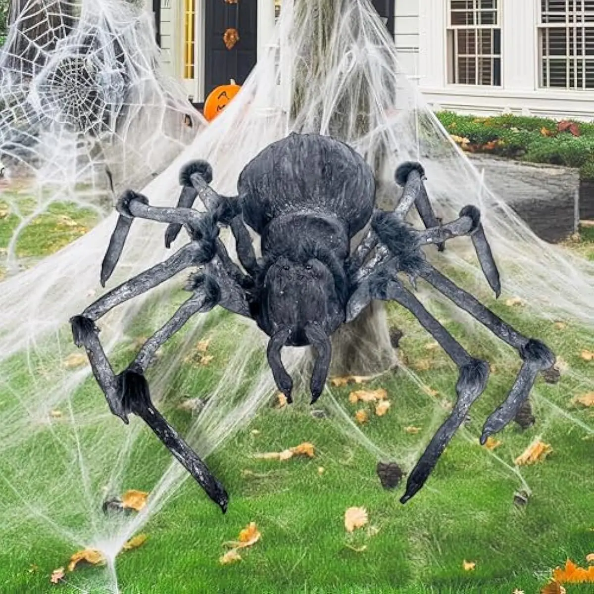 Halloween Outdoor Decorations Giant Spider, 45 Scary Large Spider Halloween Decor Outside, Indoor Party Supplies, Yard Lawn Garden Haunted House Prop