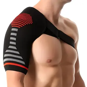 BIGWIG Breathable Compression Shoulder Brace for Men & Women - Adjustable Support Belt with Ergonomic Design, Moisture-Wicking Fabric, Red Accent Stripes - Ideal for Heavy Lifting, Sports Injury Recovery, Healthcare