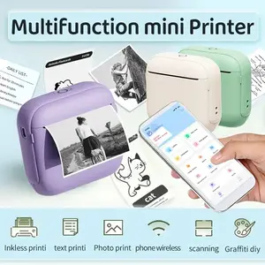 Portable Wireless Mini Inkless Thermal Printer, Compact Photo Label Printer, Ideal for Photos Labels Notes, Perfect Holiday Gift, Easy to Use