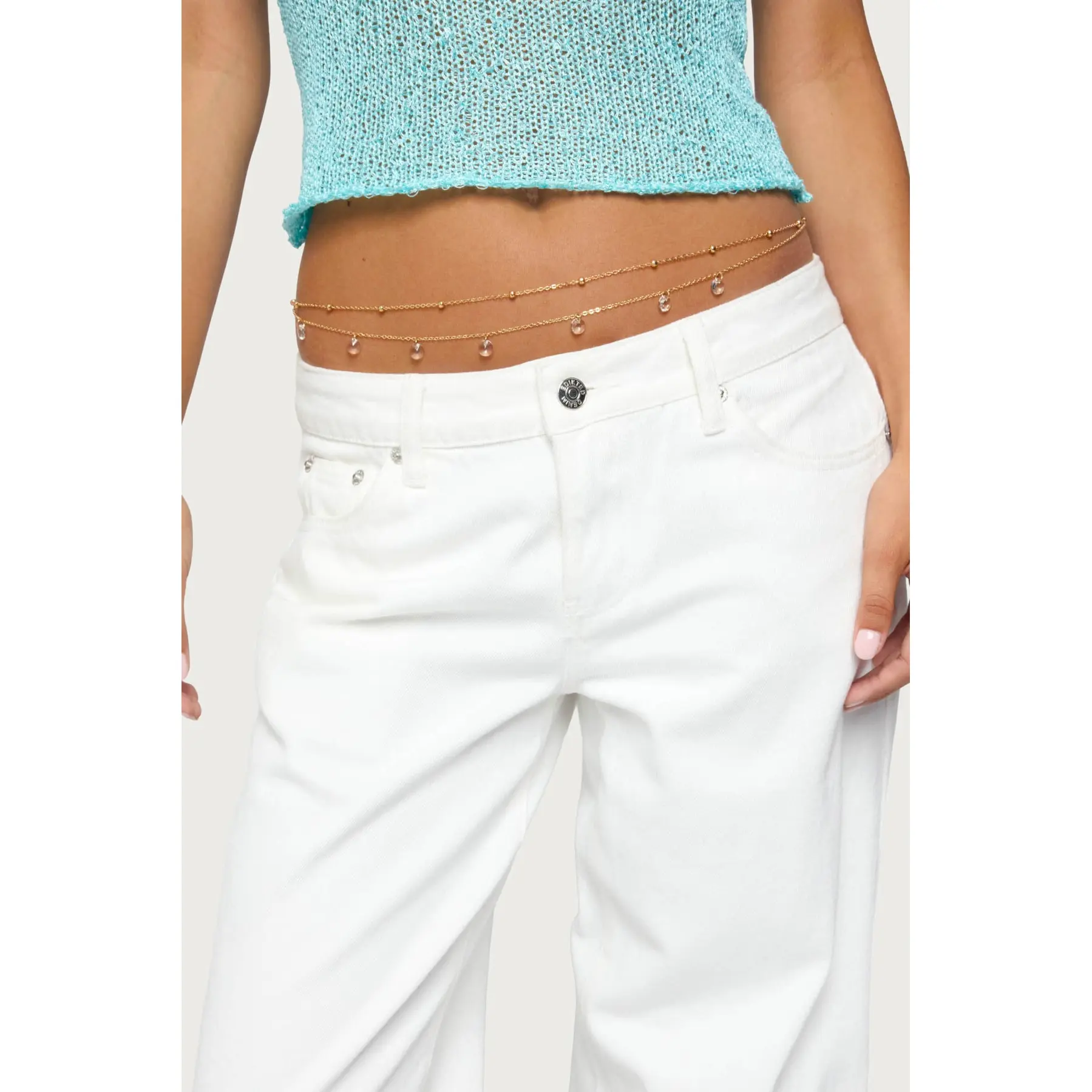 Gem & Bead Double Belly Chain