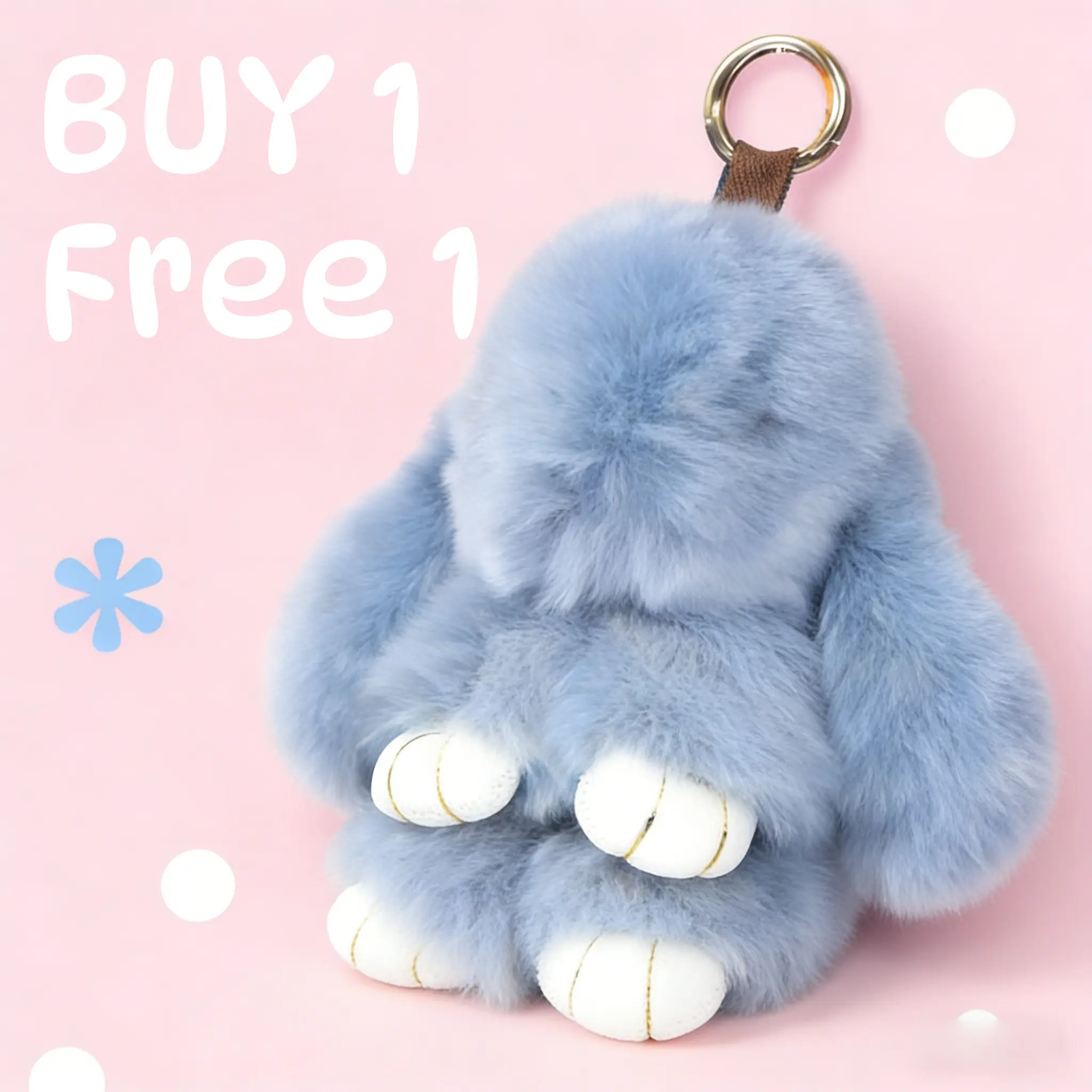 Buy 1 Get 1 Free! Other 2026 New Handmade Fluffy Bunny Keychain - Cute Fluffy Keychain with PU Leather Tin Box, Plush Pompom, Teen Girl Gifts, Mom Gift for Purse Stuffers